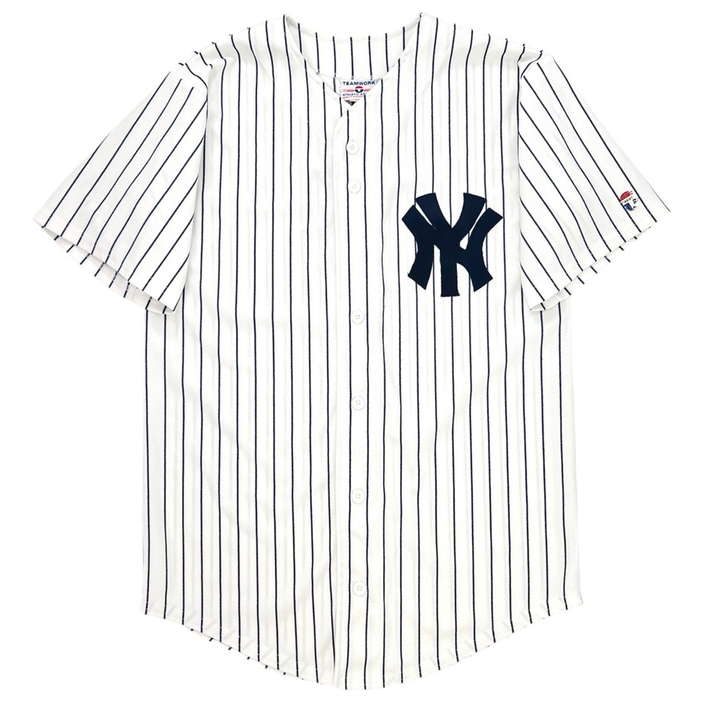 Vintage Yankees Made in USA Mickey Mantle Classic Pinstripe Baseball Jersey sz L
